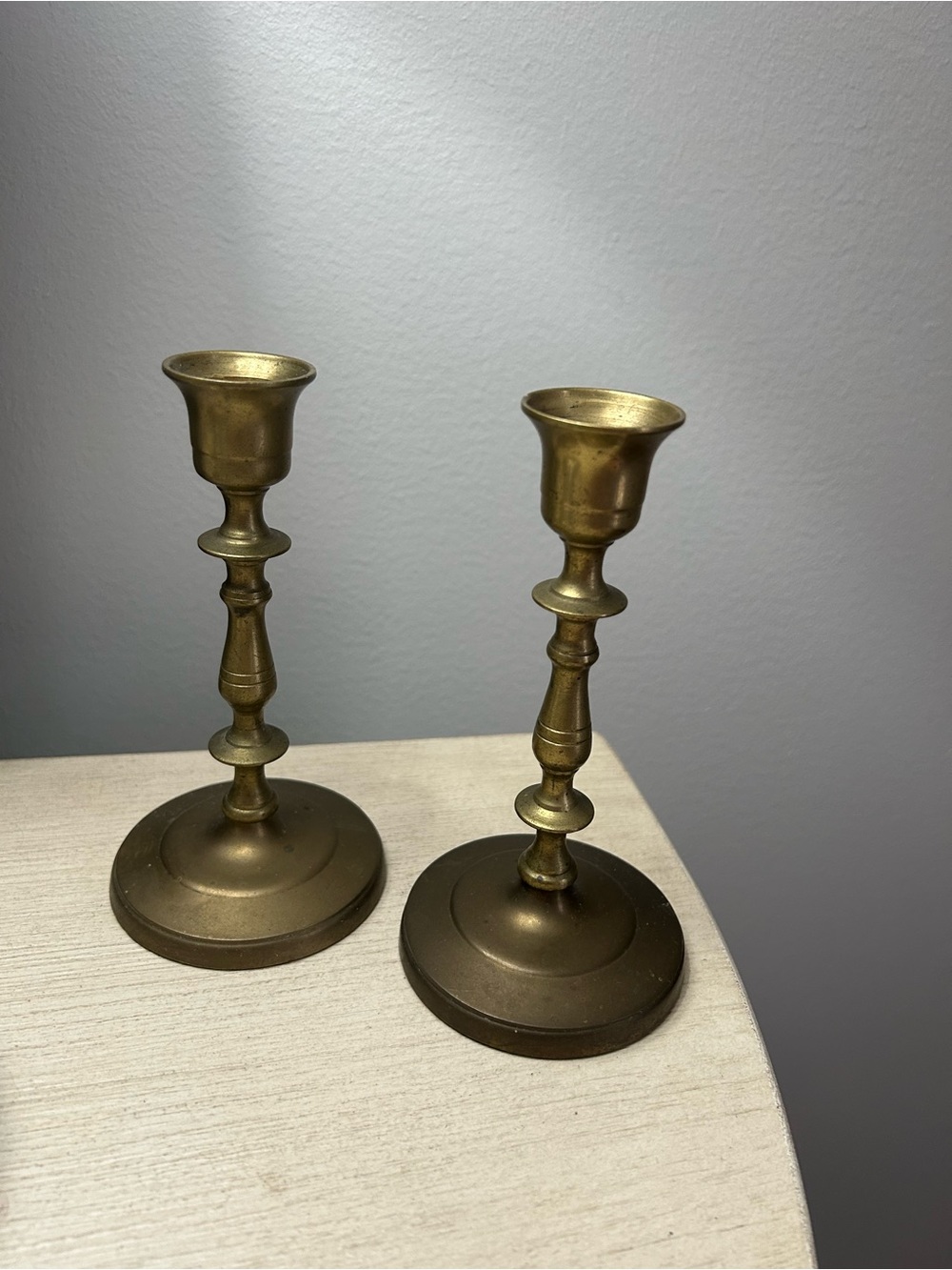 Vintage Pair of Gold Brass Taper Candle Holders